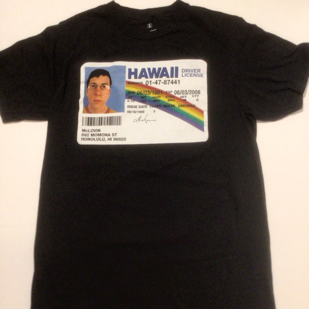 Superbad McLovin Hawaii Drivers License T Shirt Size S